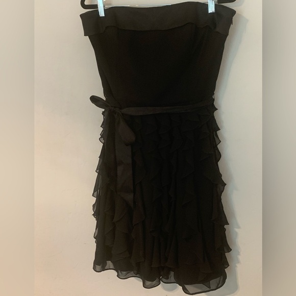White House Black Market Black Strapless Ruffle Dress Sz 14 NWOT Whimsigoth - Picture 2 of 7